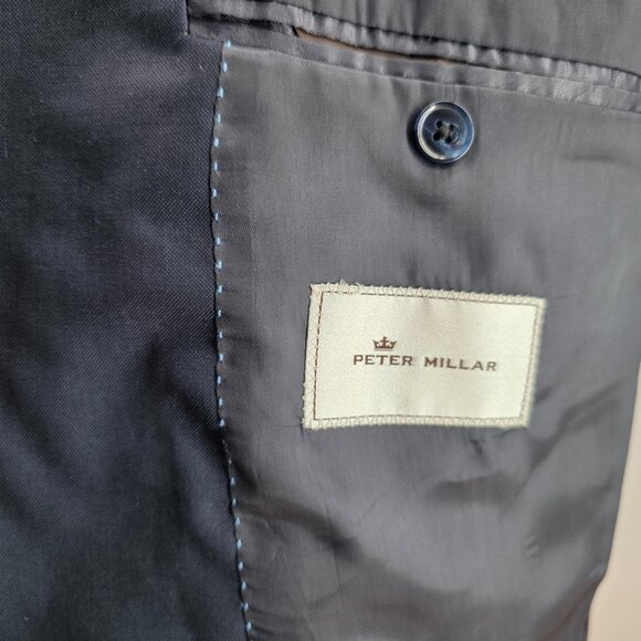 Peter Millar Men's 46R Blue Wool Sport Coat Blazer Jacket Classic Fit - Picture 8 of 16